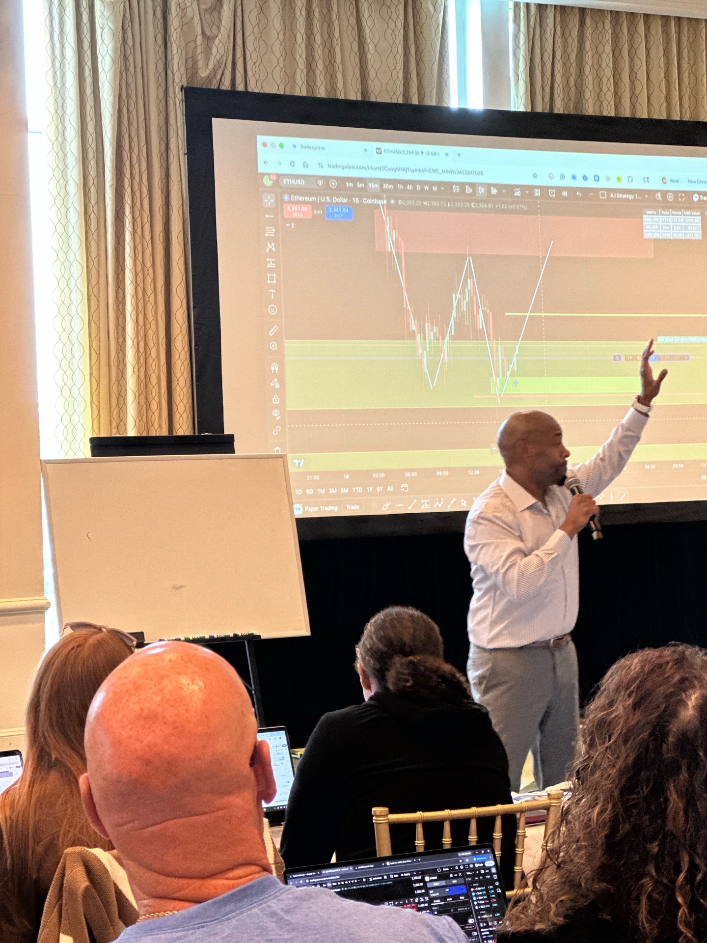 Coach Brian pointing to chart on screen
